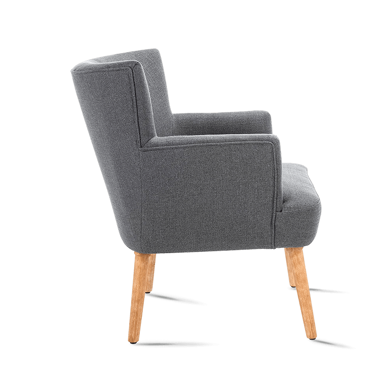 MC-1102 Midcentury Velvet Fabric Accent Arm Chair med träben