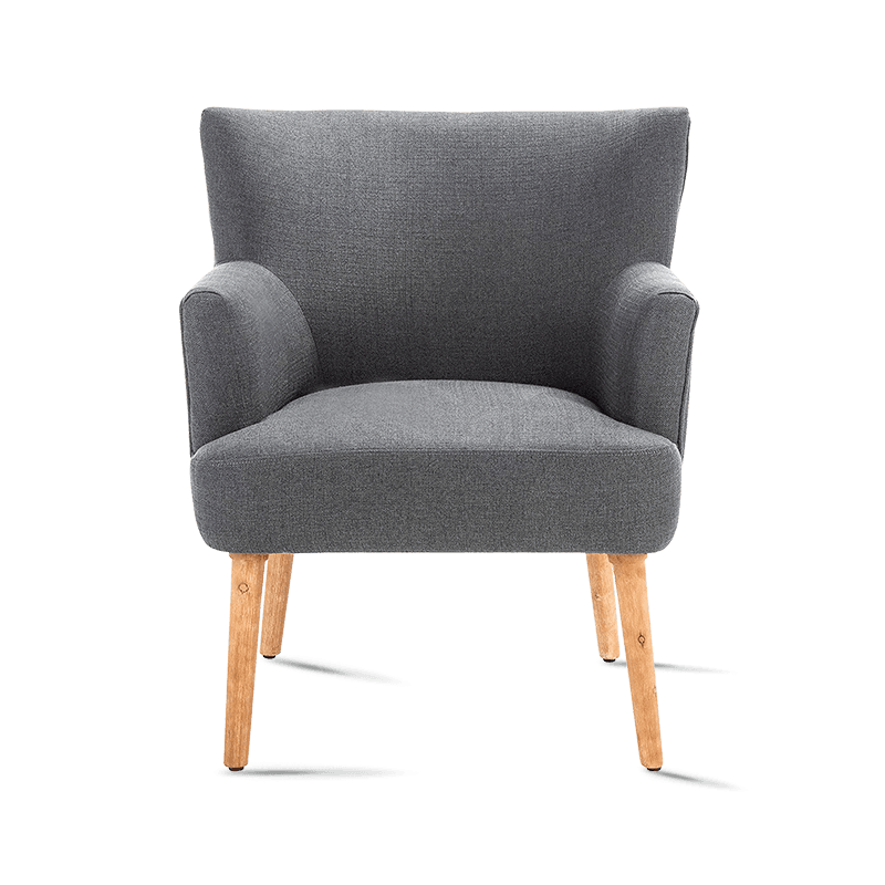 MC-1102 Midcentury Velvet Fabric Accent Arm Chair med träben