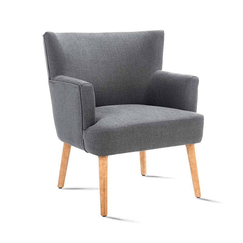 MC-1102 Midcentury Velvet Fabric Accent Arm Chair med träben